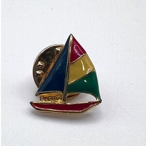 Dotty Smith Sailboat Lapel Pin Enamel Nautical Mini Brooch 1/2"
